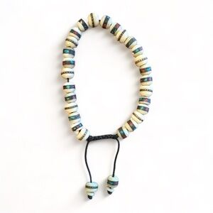 Vintage Inlaid Bone, Turquoise & Coral Meditation Beaded Bracelet